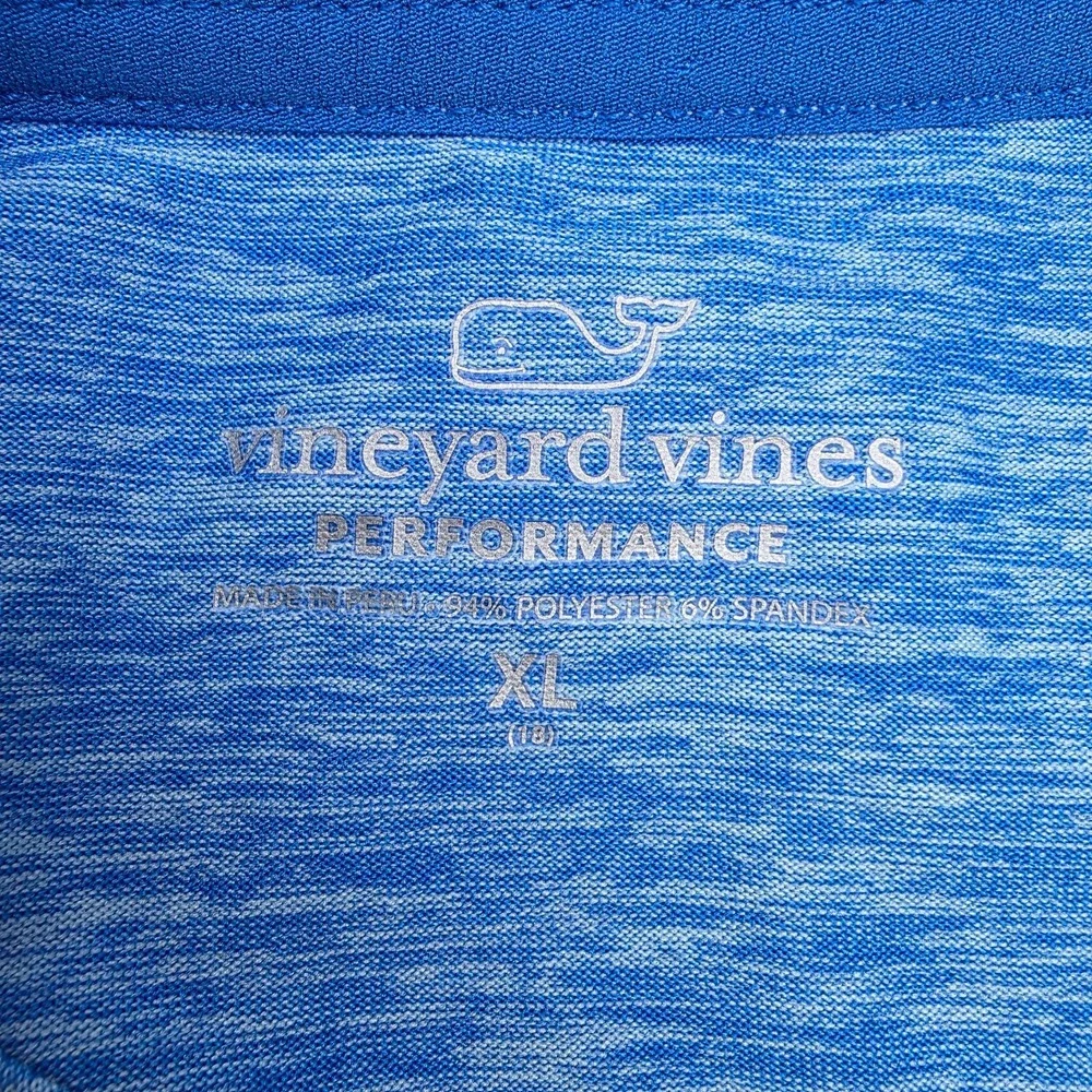 Vineyard Vines Boys XL 18 Performance Shirt Blue Heathered Whale Tee Long Sleeve - Picture 4 of 5